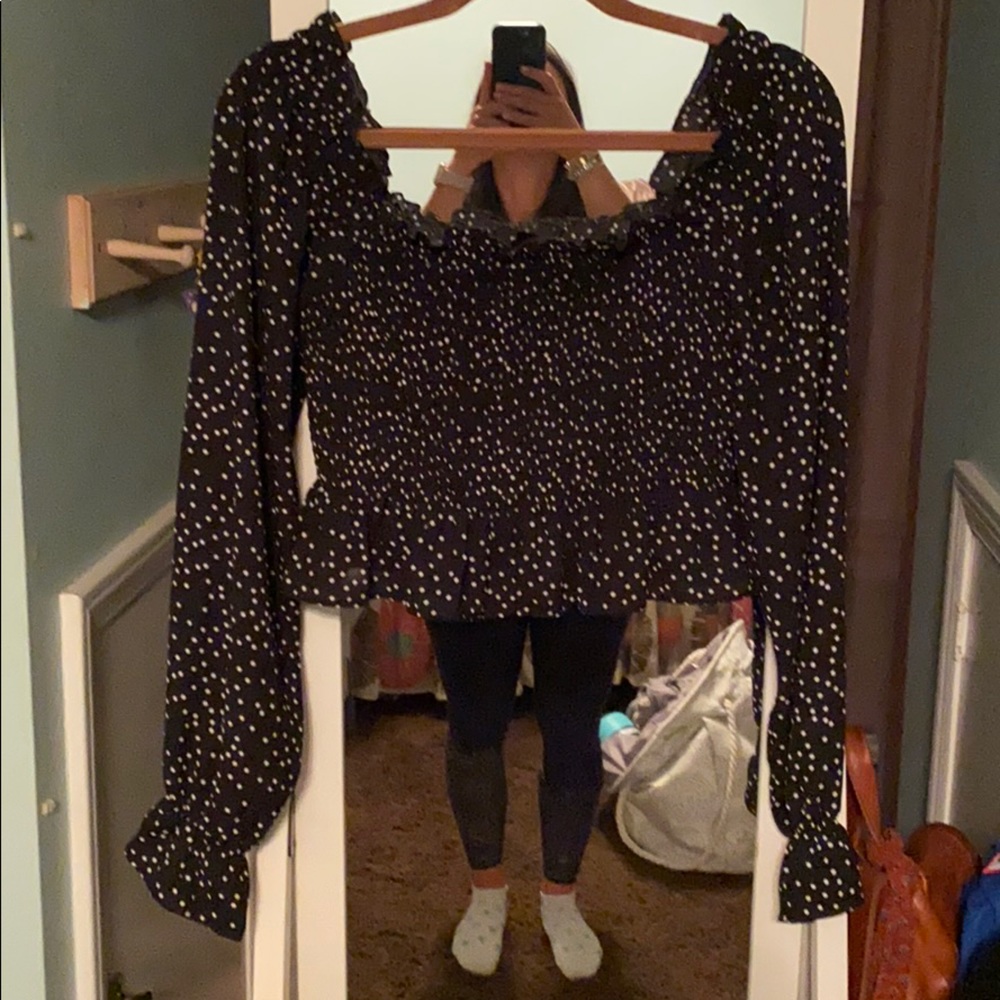 Cotton Candy Black Polka Dot Top - Picture 3 of 3